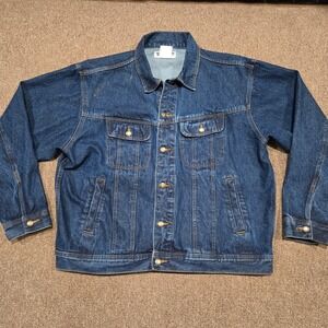 Wrangler Denim Jacket Mens XL Blue Rugged Wear Cotton Workwear Trucker Western